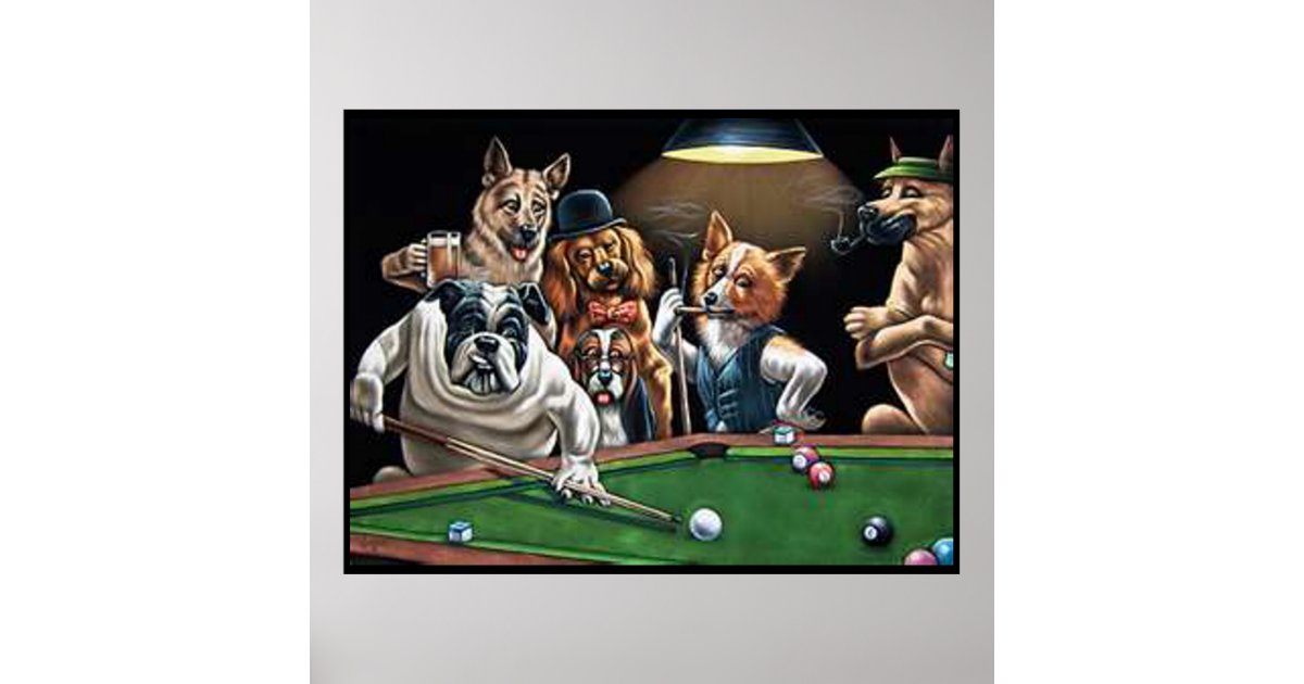 dogs playing pool shirt