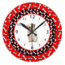 Dog's Portrait Dog Bone Cute Pooch Frame wall clocks