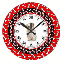 Dog's Portrait Dog Bone Cute Pooch Frame wall clocks