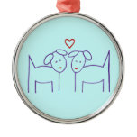 Dogs with Heart ornaments