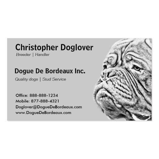 Dogue De Bordeaux - French Mastiff Business Cards (front side)