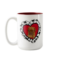 Dogue de Bordeaux Valentine's puppy large mug by ritmoboxer Dogue de Bordeaux Valentine's puppy large mug