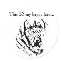 Dogue Happy Face Round Sticker