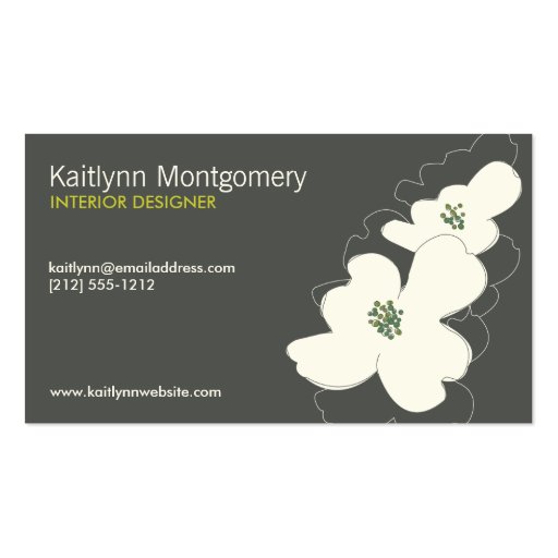 DOGWOOD BLOSSOMS IVORY/GRAY BUSINESS CARD TEMPLATES