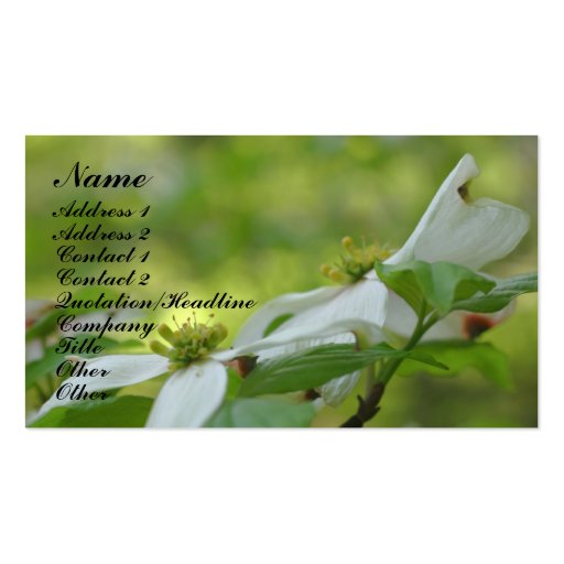 Dogwood Flower Photography Business Card (front side)