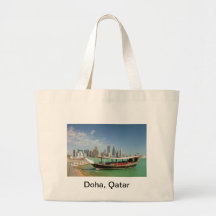 Doha 2011 dhow and skyline tote bag