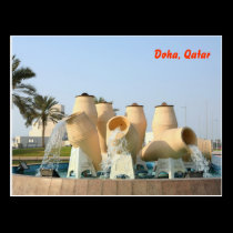 Doha water pot fountain postcards
