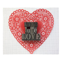 doily heart with love words poster posters