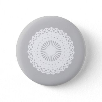 Doily. White lace circle. Illustration. Custom button
