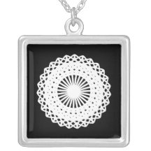 Doily. White lace circle image. Necklaces