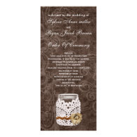 doily wrap brown rustic mason jar Wedding program Full Color Rack Card