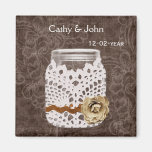 doily wrap rustic mason jar wedding save the date magnets