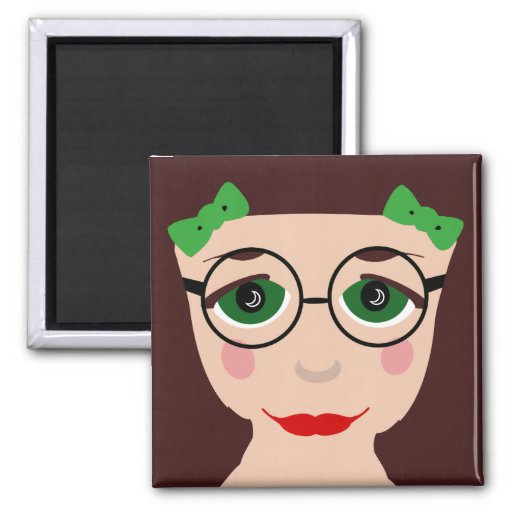 Doll Face Big Eyes Cartoon Girl 2 Inch Square Magnet Zazzle 