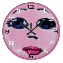 Doll Face (dk pink) Clocks