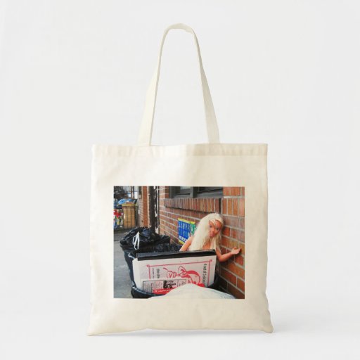 Doll in Trash Tote Canvas Bags