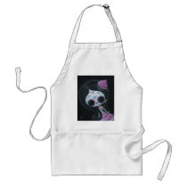 sugarfueled, sugar, fueled, dayofthedead, girl, skull, cute, creepy, michaelbanks, heart, spiderweb, Apron with custom graphic design