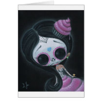 sugarfueled, sugar, fueled, dayofthedead, girl, skull, cute, creepy, michaelbanks, heart, spiderweb, Card with custom graphic design