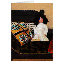 Doll on Couch Greeting Cards