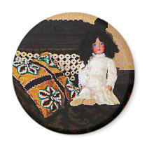 Doll on Couch Refrigerator Magnet