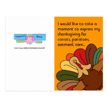 Doll Size Turkey Vegetarian Thanksgiving Card Postcards
