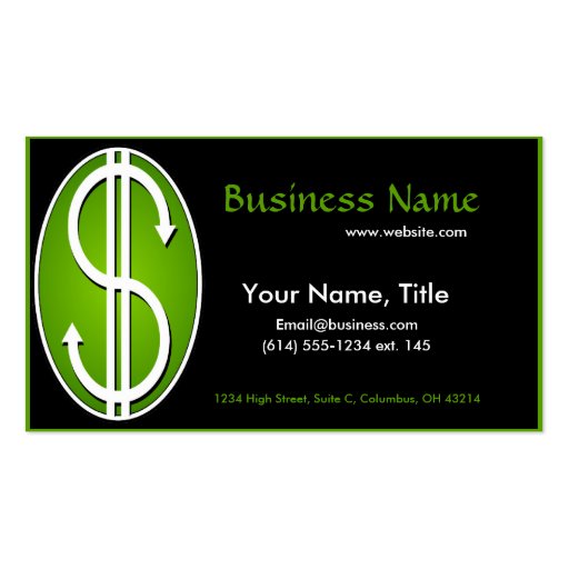 Dollar Sign Business Card (front side)