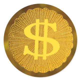dollar sign classic round sticker