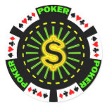DOLLAR SIGN POKER CHIP ROUND STICKER