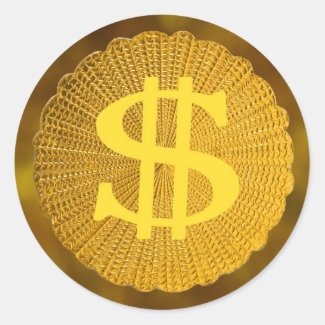 dollar sign round sticker