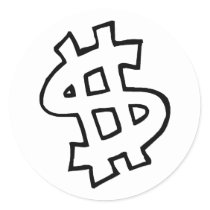 Dollar Sign stickers by TeeZazzle Dollar Sign stickers