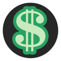 Dollar Sign Round Sticker