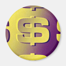Dollar signs over gold background fridge magnets