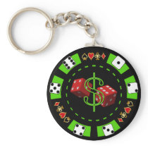 DOLLARS AND DICE POKER CHIP KEYCHAINS