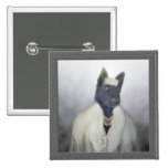 Dolled up doggy pinback buttons