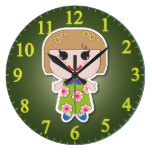 Dolly Christy Green Round Clock