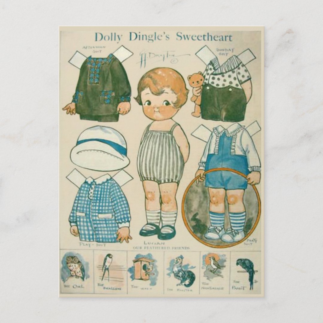 Dolly Dingle S Sweetheart Paper Doll Postcard Zazzle