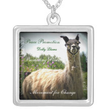 Dolly Llama Peace Necklace, Customizable