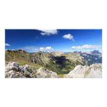 Dolomites landscape on summer picture card