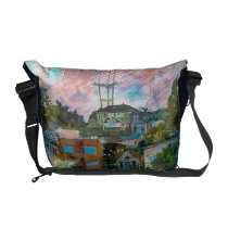 artsprojekt, dolores, park, aka, hipsters, wonderland, san, francisco, Rickshaw messenger bag with custom graphic design