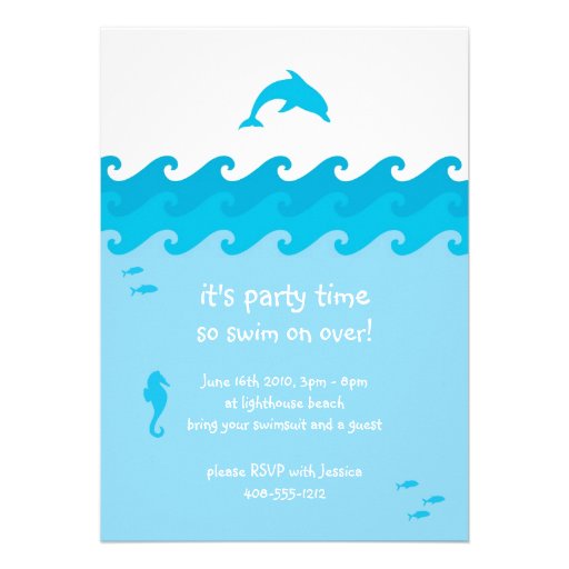 Dolphin and Ocean Waves Invitation Card