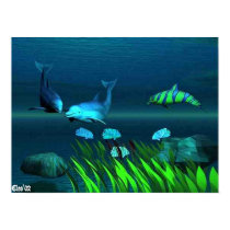 Dolphin at play posters