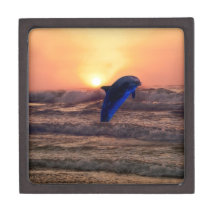 Dolphin at sunset premium keepsake boxes