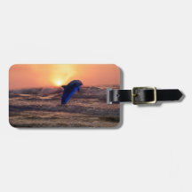 Dolphin at sunset travel bag tag