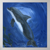 Dolphin blue ocean art Poster posters