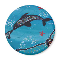 Dolphin & Calf Dreaming Fridge Magnets