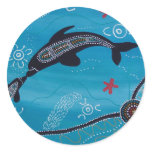 Dolphin &amp; Calf Dreaming Round Sticker