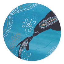 Dolphin & Calf Dreaming Round Sticker