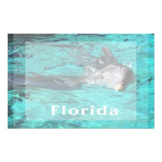 dolphin coming out of teal clear water florida.jpg stationery