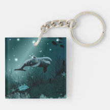 Dolphin Dream Square Acrylic Key Chain