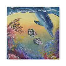 Dolphin Fridge Magnet by artsofeden Dolphin Fridge Magnet