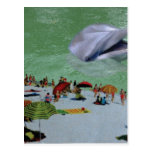 Dolphin frolicking in the water post cards